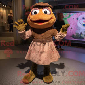 Brown Frog mascot costume...