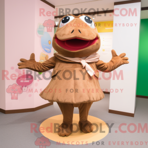 Postava maskota hnědé žáby...