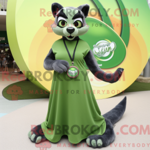 Oliven Puma maskot kostym...