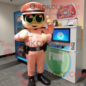 Peach Police Officer mascot...