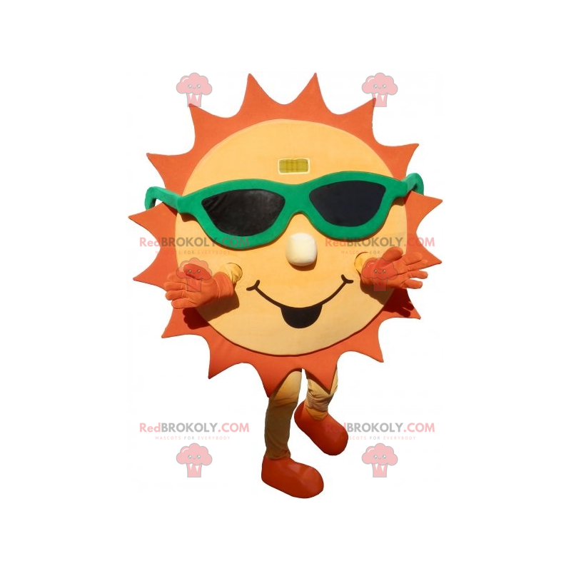 Yellow and orange sun mascot with sunglasses - - Sizes L (175-180CM)