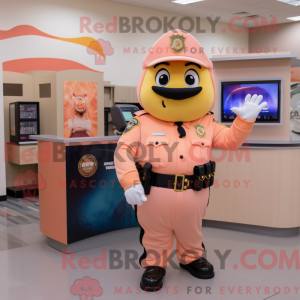 Peach Police Officer mascot...