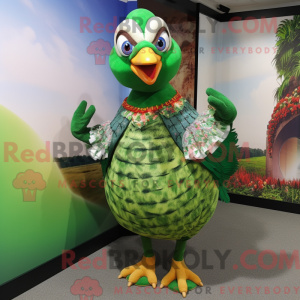 Grøn Fasan maskot kostume...