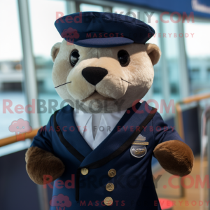 Navy Otter-maskotdraktfigur...