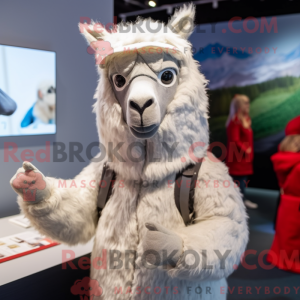Silver Llama mascot costume...