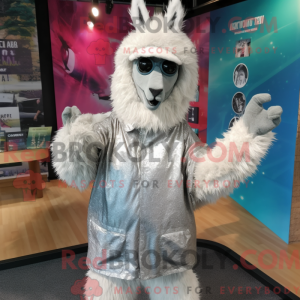 Silver Llama mascot costume...