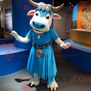 Blue Zebu mascot costume...