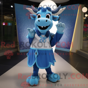 Blue Zebu mascot costume...