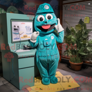 Teal Phone mascottekostuum...