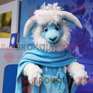 Sky Blue Angora Goat mascot...