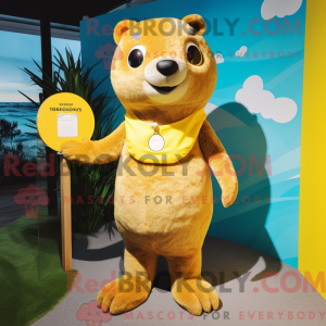 Yellow Otter mascot costume...