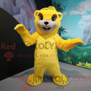 Yellow Otter maskot kostume...