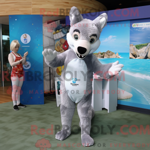 Silver Dingo mascot costume...