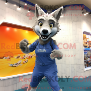Sølv Dingo maskot kostume...