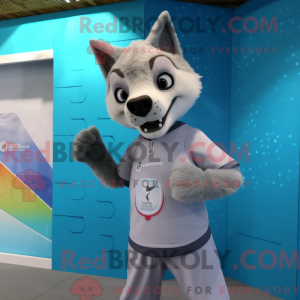 Sølv Dingo maskot kostume...