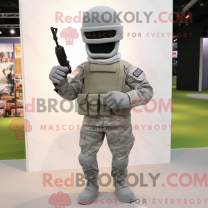 Gray Army Soldier mascot...
