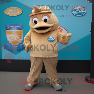 Tan Fish And Chips mascot...