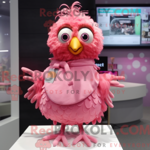 Pink Quail maskot kostume...
