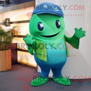 Green Whale mascot costume...