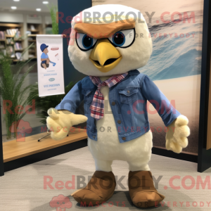 Beige Hawk maskot kostume...
