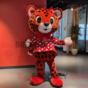 Rød leopard maskot kostume...