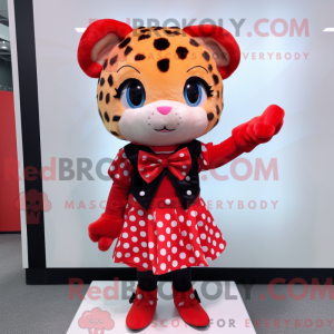 Rød leopard maskot kostume...