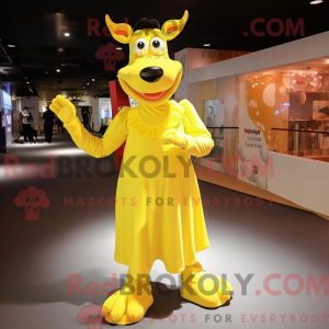 Yellow Cow mascot costume...