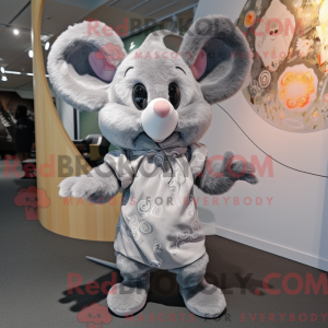 Silver Mouse mascot costume...