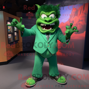 Green Demon mascot costume...