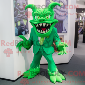 Green Demon mascot costume...