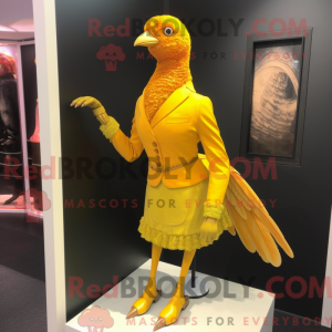 Gul fasan maskot kostume...
