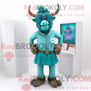 Turquoise Minotaur mascot...