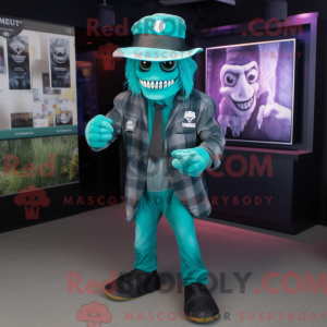 Teal Undead mascot costume...