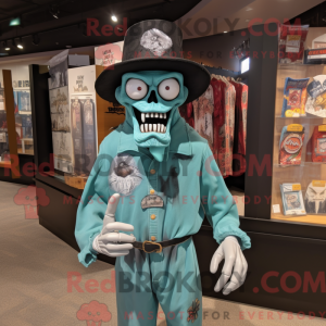Teal Undead mascot costume...