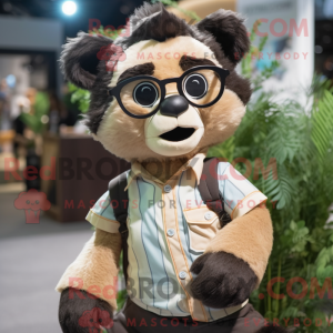 Tan Spectacled Bear mascot...