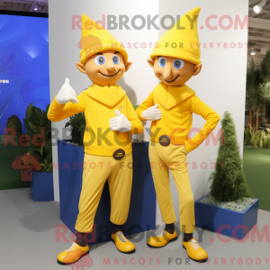 Yellow Elf mascot costume...