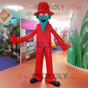 Red Stilt Walker mascot...