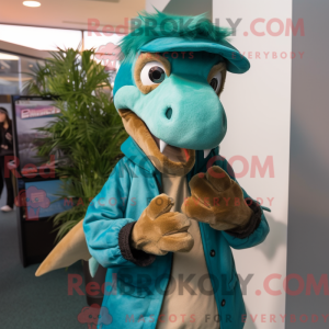 Teal Deinonychus mascot...