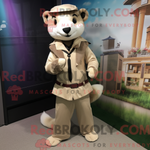 Beige Ferret maskot kostume...