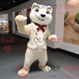 Beige Ferret mascot costume...