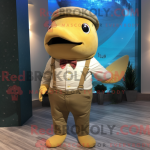 Gold Whale mascot costume...