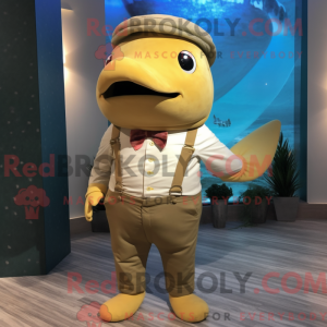 Gold Whale maskot drakt...