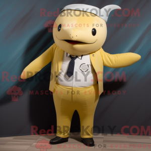 Gold Whale maskot drakt...