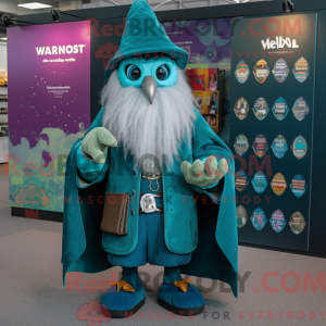 Teal Wizard-mascottekostuum...