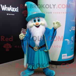 Teal Wizard-mascottekostuum...