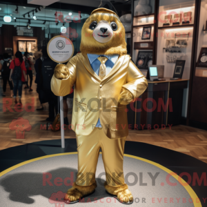 Gold Sloth mascot costume...