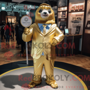 Gold Sloth maskot kostume...
