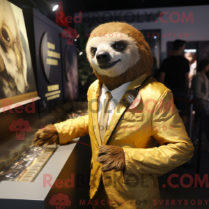 Gold Sloth maskot kostume...