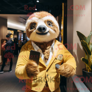 Gold Sloth mascot costume...
