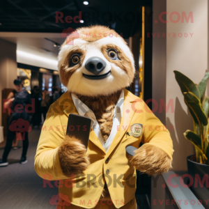 Gold Sloth maskot kostume...